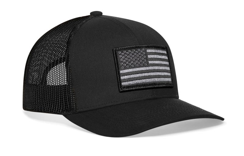 HAKA American Flag Black Trucker Hat â€“ Tactical USA Flag Mesh Snapback Cap for Men, Women & Golf, Patriotic Baseball Dad Hat - Image 1